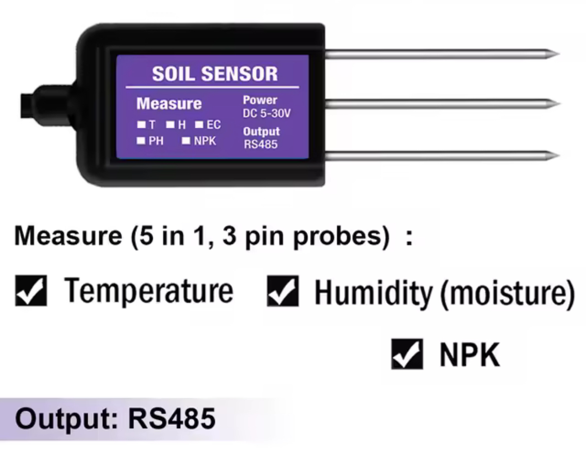 CAPTEUR NPK RS485 Température et Humidité de SOL 3 IN 1