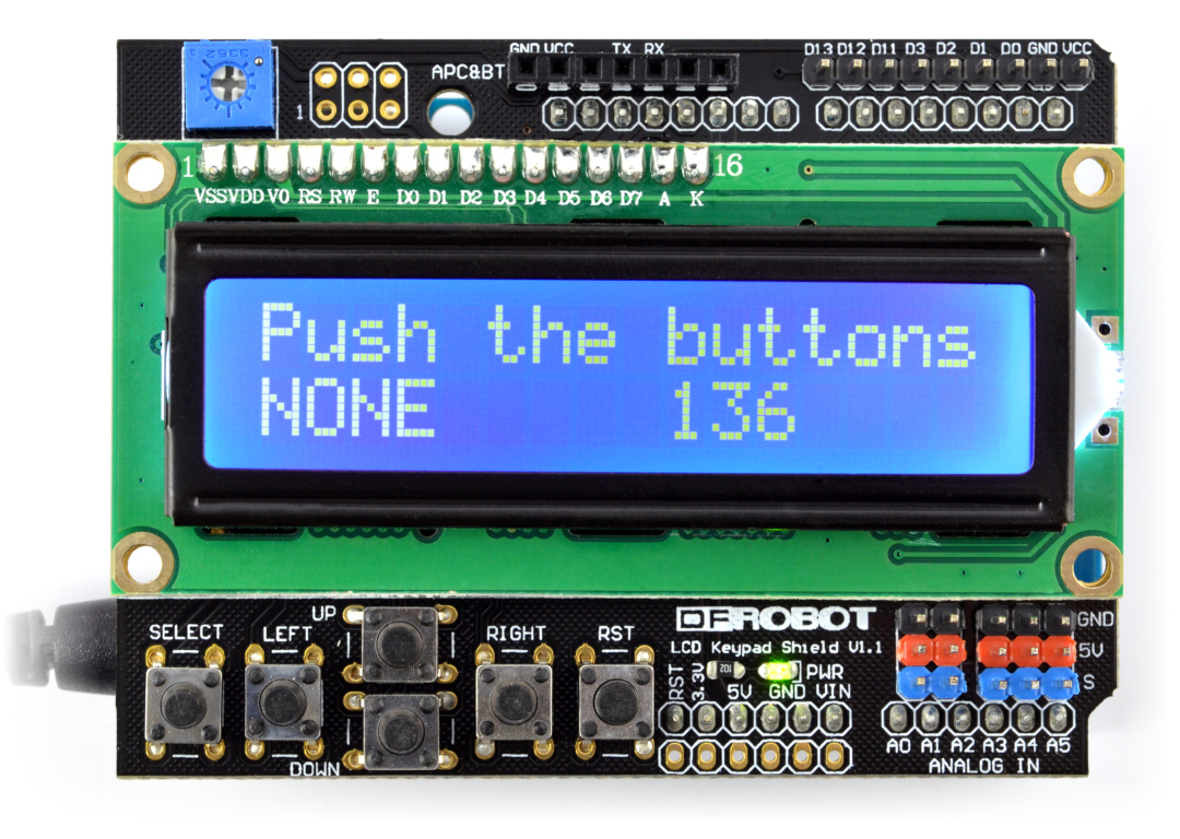 AFFICHEUR LCD 2X16 KEYPAD SHIELD pour ARDUINO