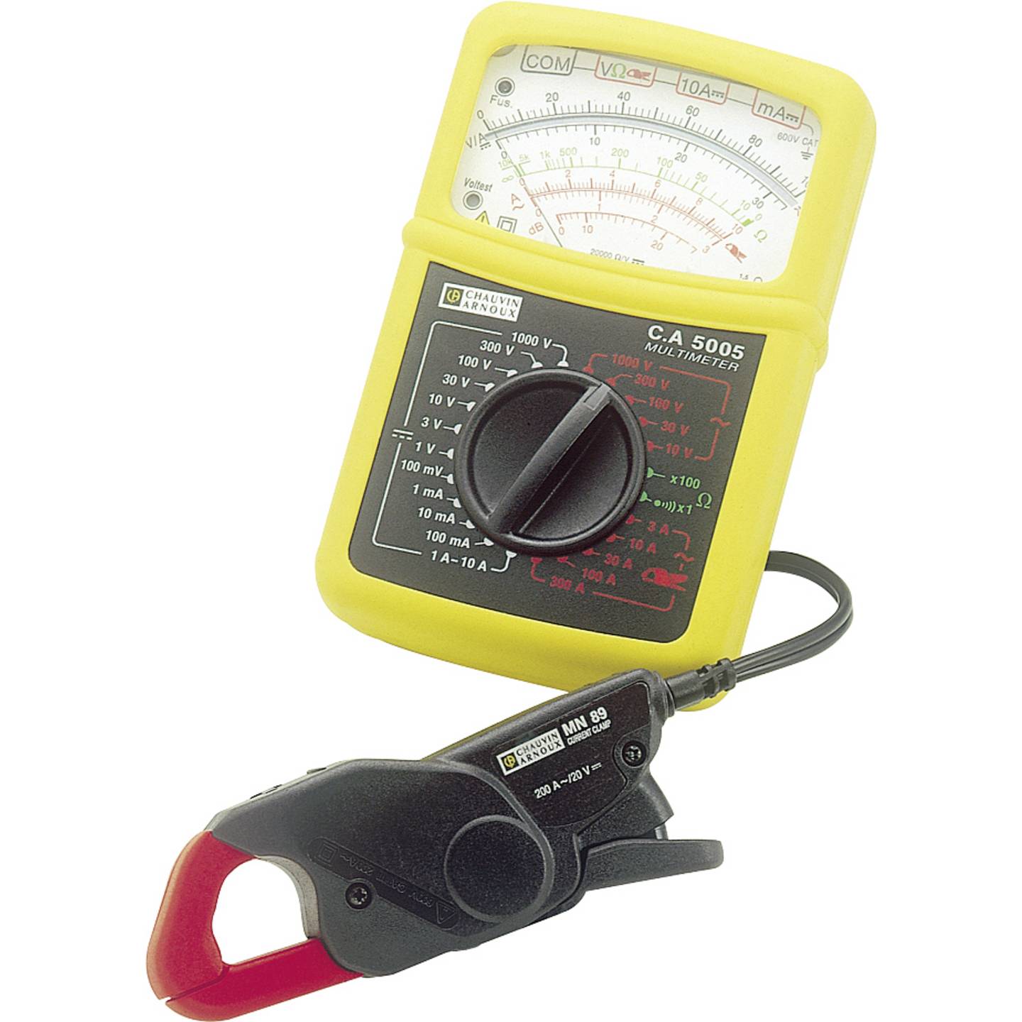 C.A 5005 + MN 89 MULTIMETRE ANALOGIQUE +PINCE AMAPEREMETRIQUE ( MN89 ) CAT III 600 V, CAT IV 300 V Chauvin Arnoux