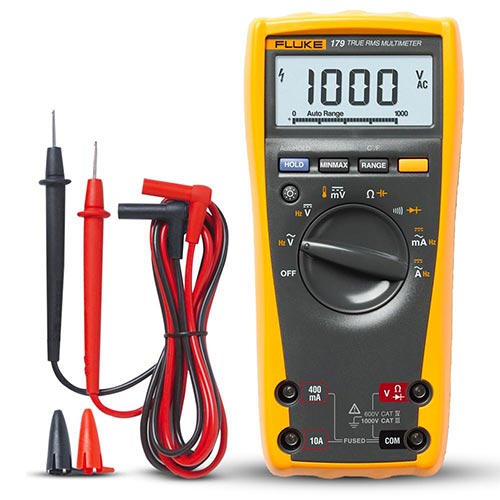 FLUKE179 True-RMS AC/DC Digital Multimeter, 1000V with Analog Bargraph, Backlight and Temperature Measurement