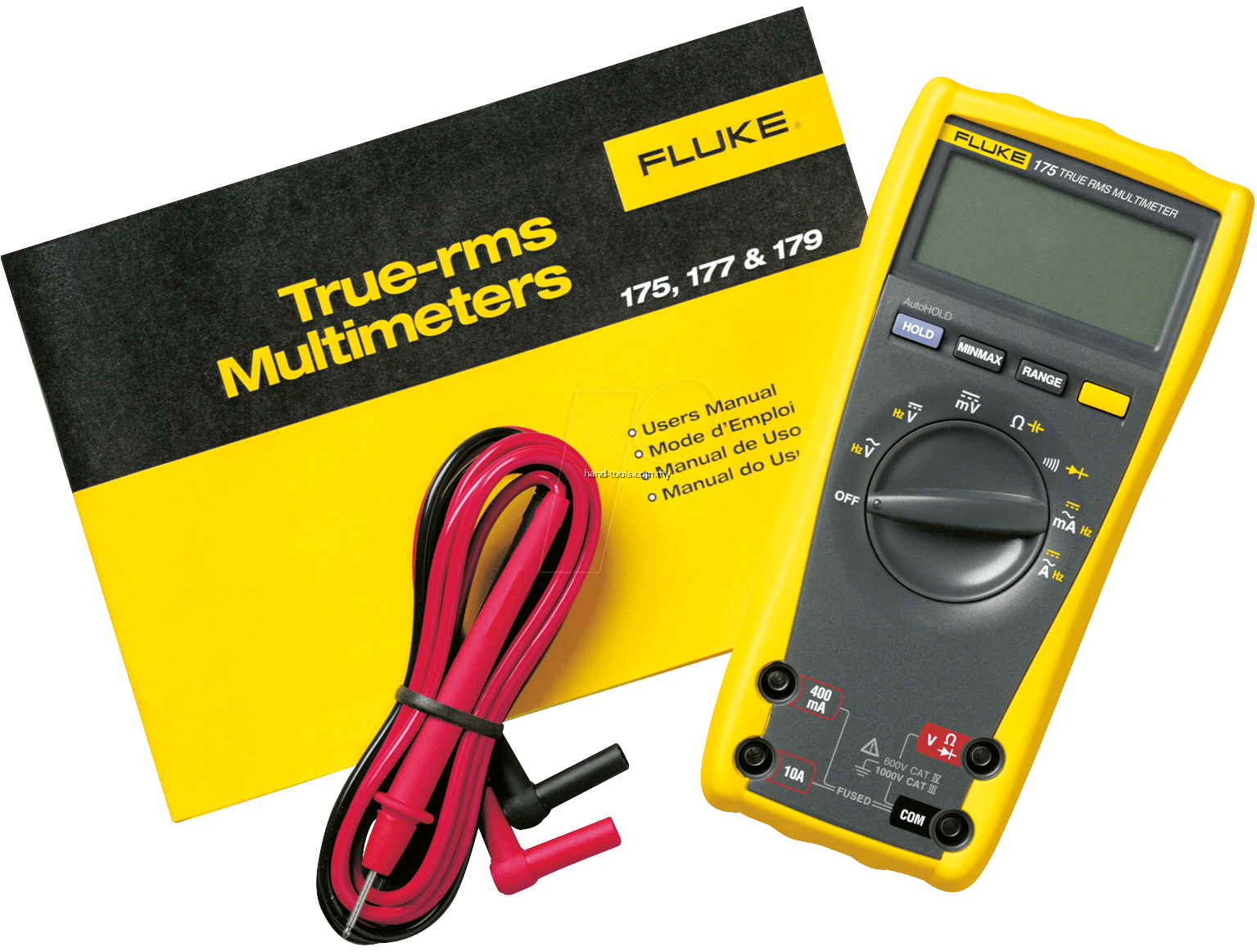 FLUKE175 Digital Multimeter, Handheld, Fluke 170 Series, 6000 Count, True RMS, Auto, Manual Range, 3.75 Digit