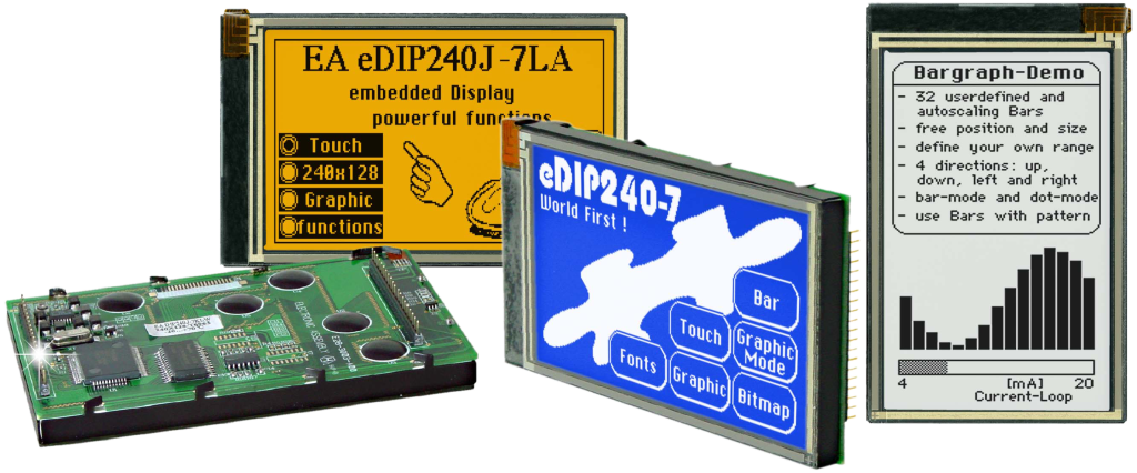 EA EDIP240J-7LWT AFFICHEUR LCD GRAPHIQUE 240×128 intelligent avec les POLICES