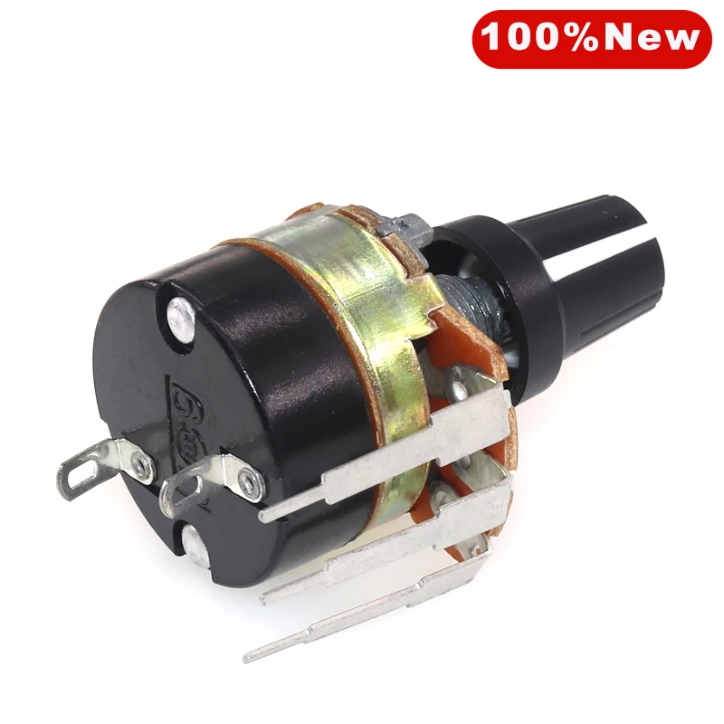 POTENTIOMETRE BOBINE WH138-10K 1/2W AVEC INTERRUPTEUR ET CAPUCHON