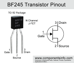 BF245C TRANSISTOR (N-FET) 30V 0.3W Idss>12mA Up>8V.