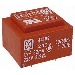 TRANSFORMATEUR MOULE Entrée : 220V Sortie : 2X6V 3.2VA